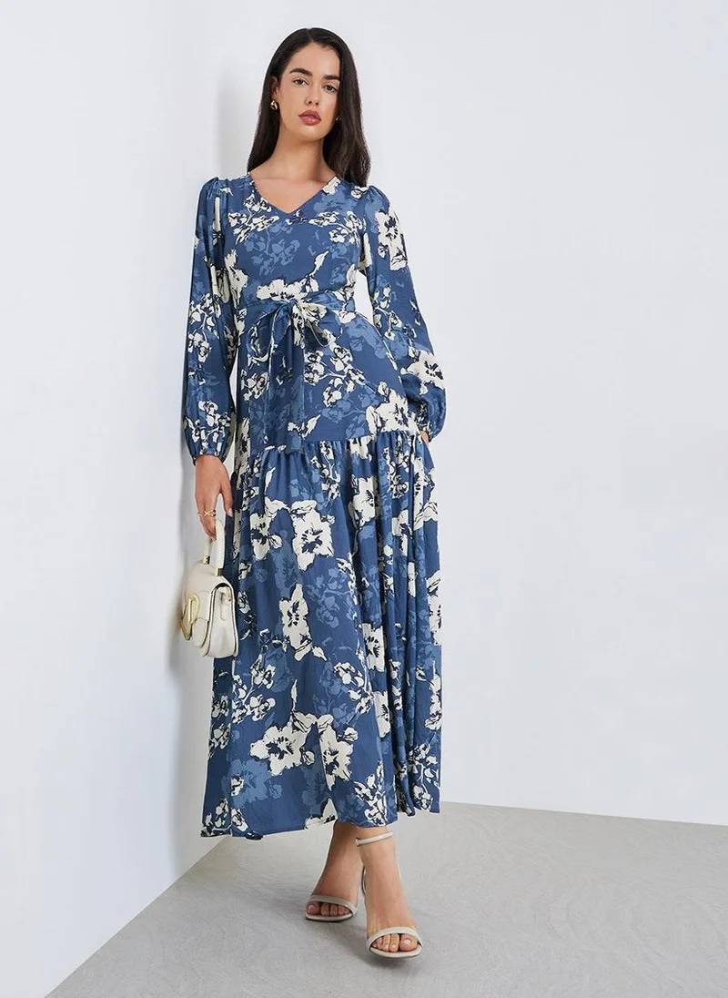 Women Floral Print A-Line Maxi Dress